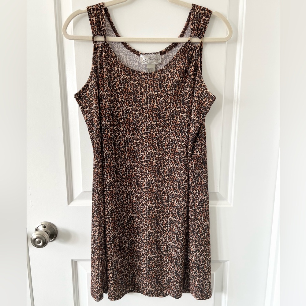 J Valdi Leopard Animal Print Luxury Swim Coverup Dress | Size Medium